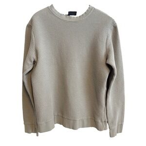 H&M Mens Ribbed Textured Crewneck Sweater Med Sage Green Casual Timeless Casual